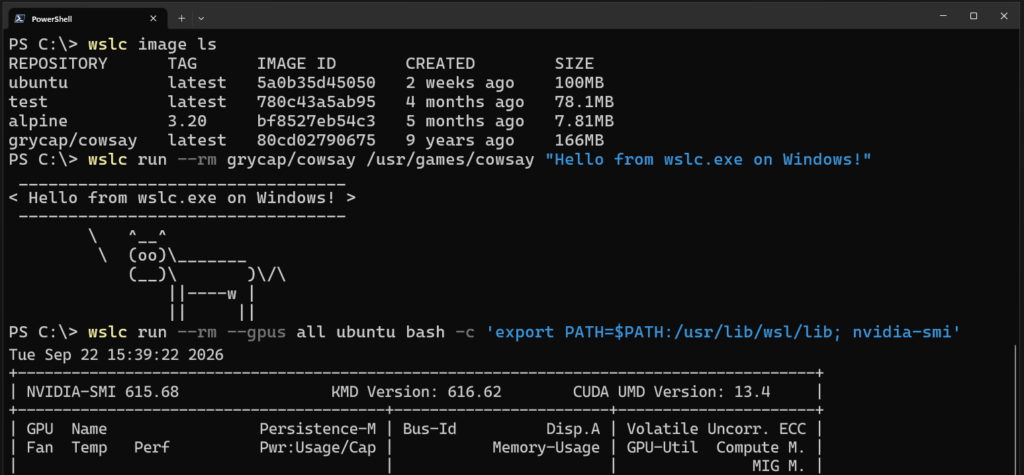PowerShell WSL Containers Screenshot